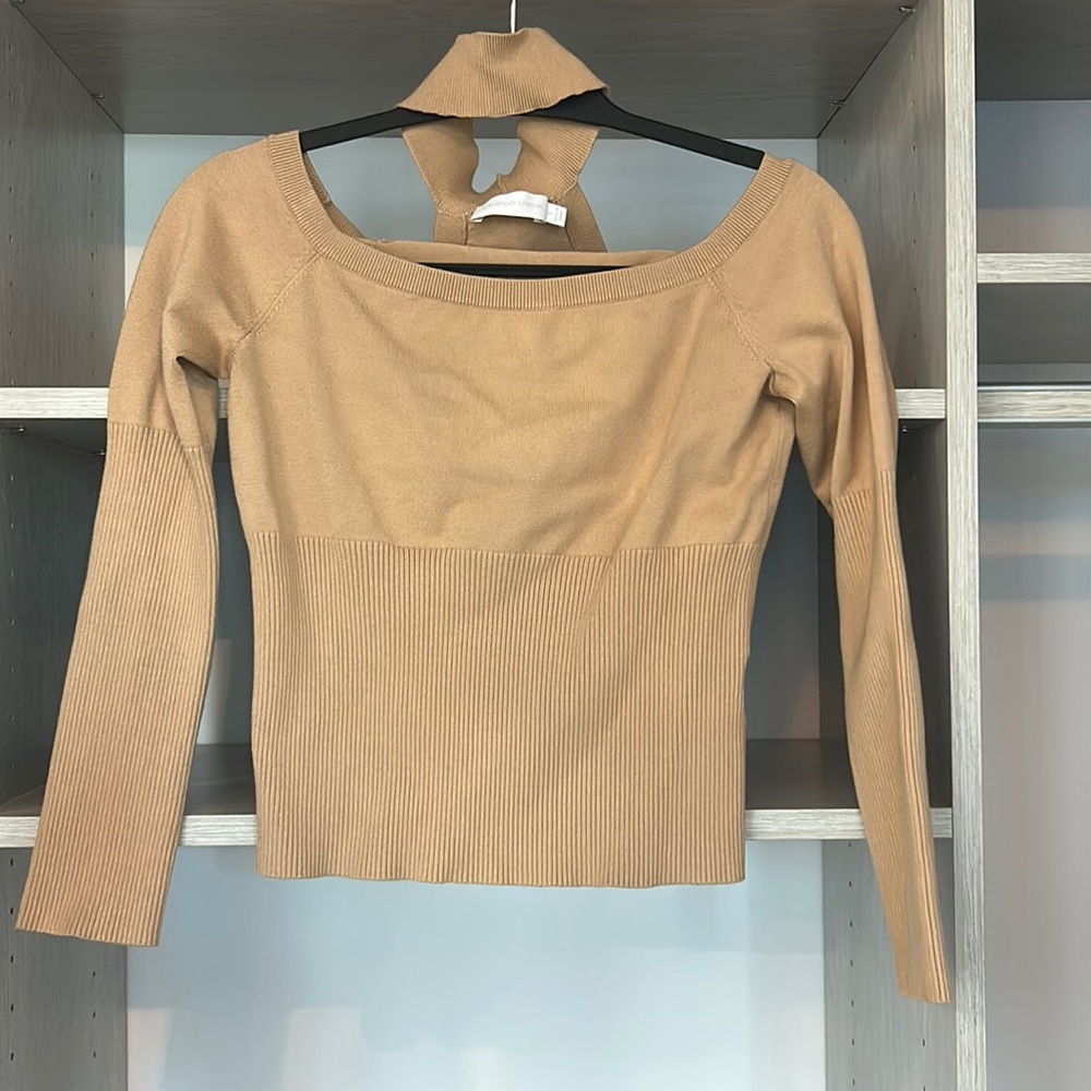Jonathan Simkhai cropped sweater, cutout neckline size large